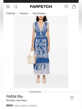 NWT Farm Rio Romantic Richelieu Embroidered Blue Maxi Dress size small video
